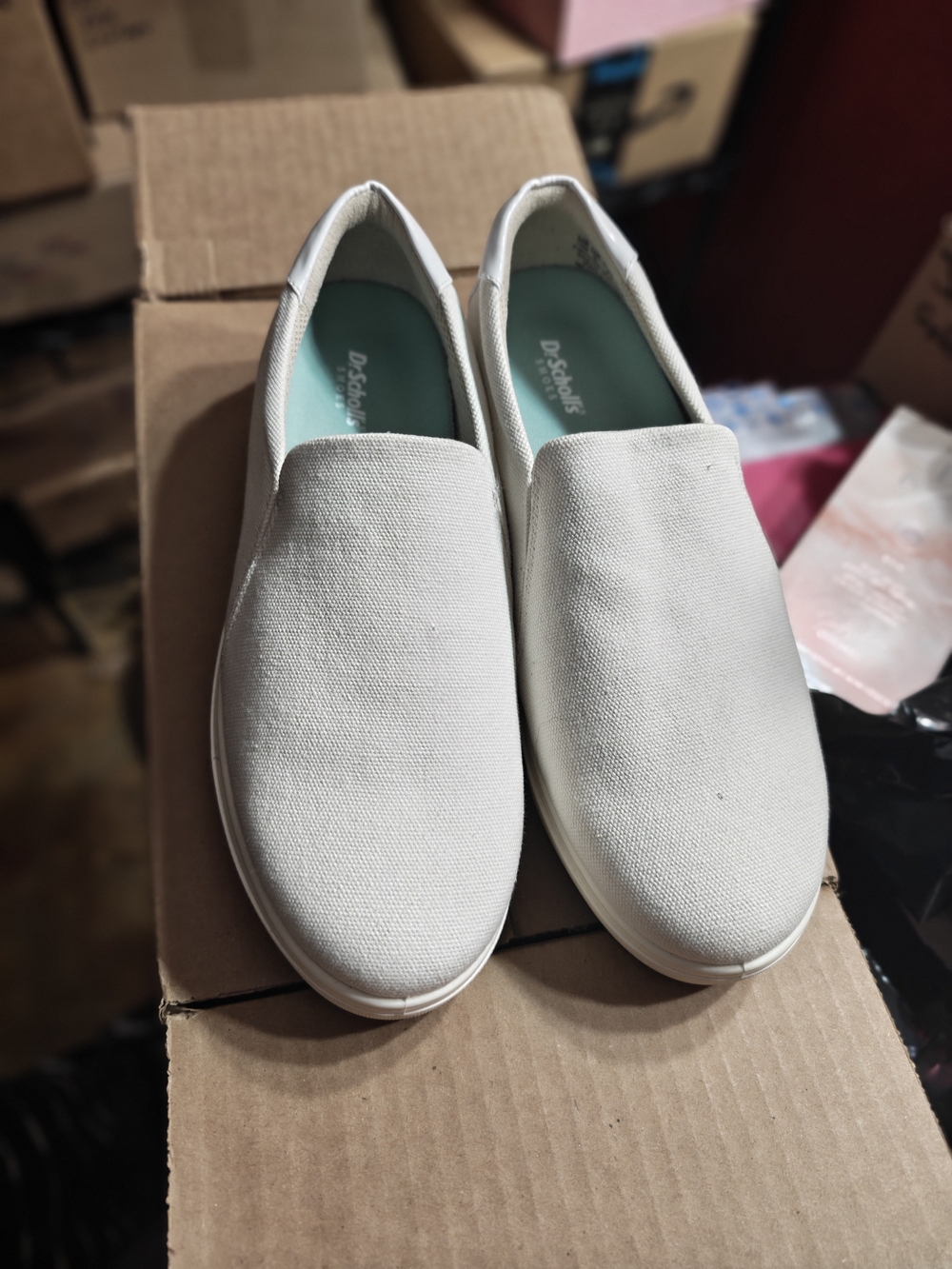 Dr. Scholl's Cream Slip-On Canvas Loafers Brand New Without Box